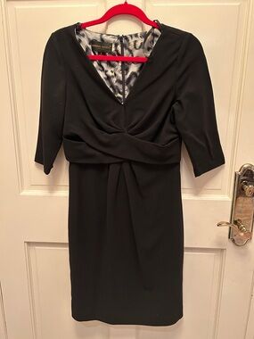 Donna Ricco Black Twist-Front V-Neck Sheath Dress size 8 medium large